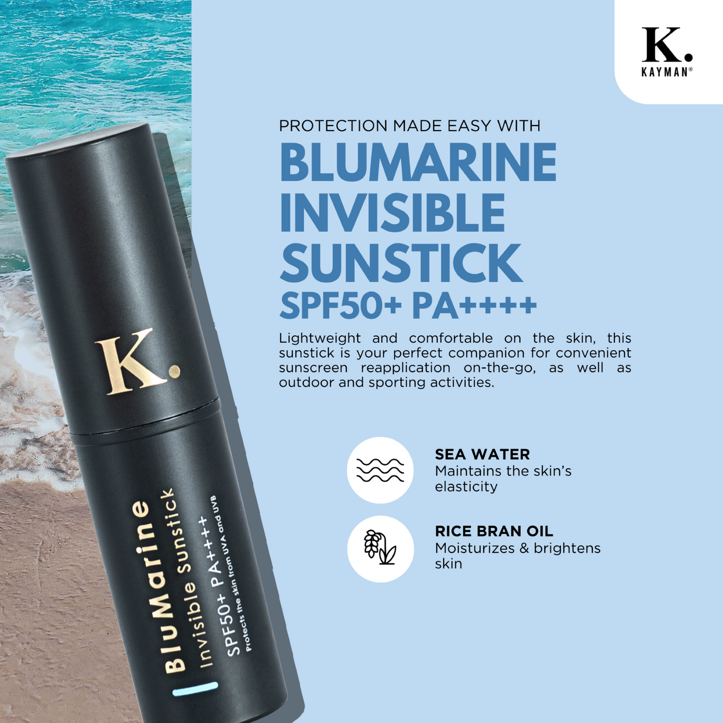 BluMarine Invisible Sunstick SPF50+PA++++ (12g)